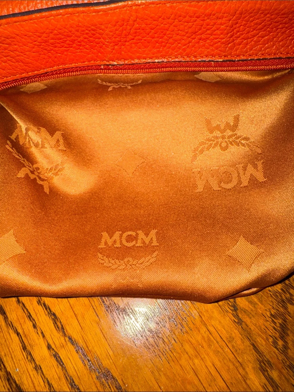 MCM Coral Leather Top-Handle Satchel with Gold Hardware with COA EUC